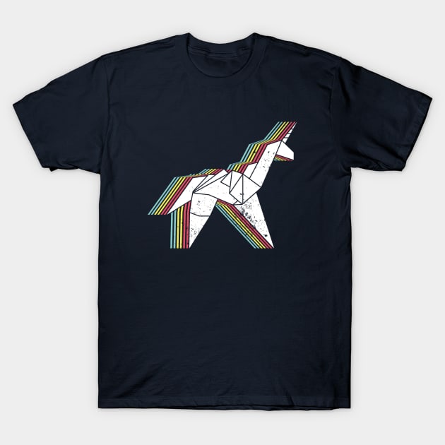 Origami Unicorn (Aged look) T-Shirt by MoviTees.com